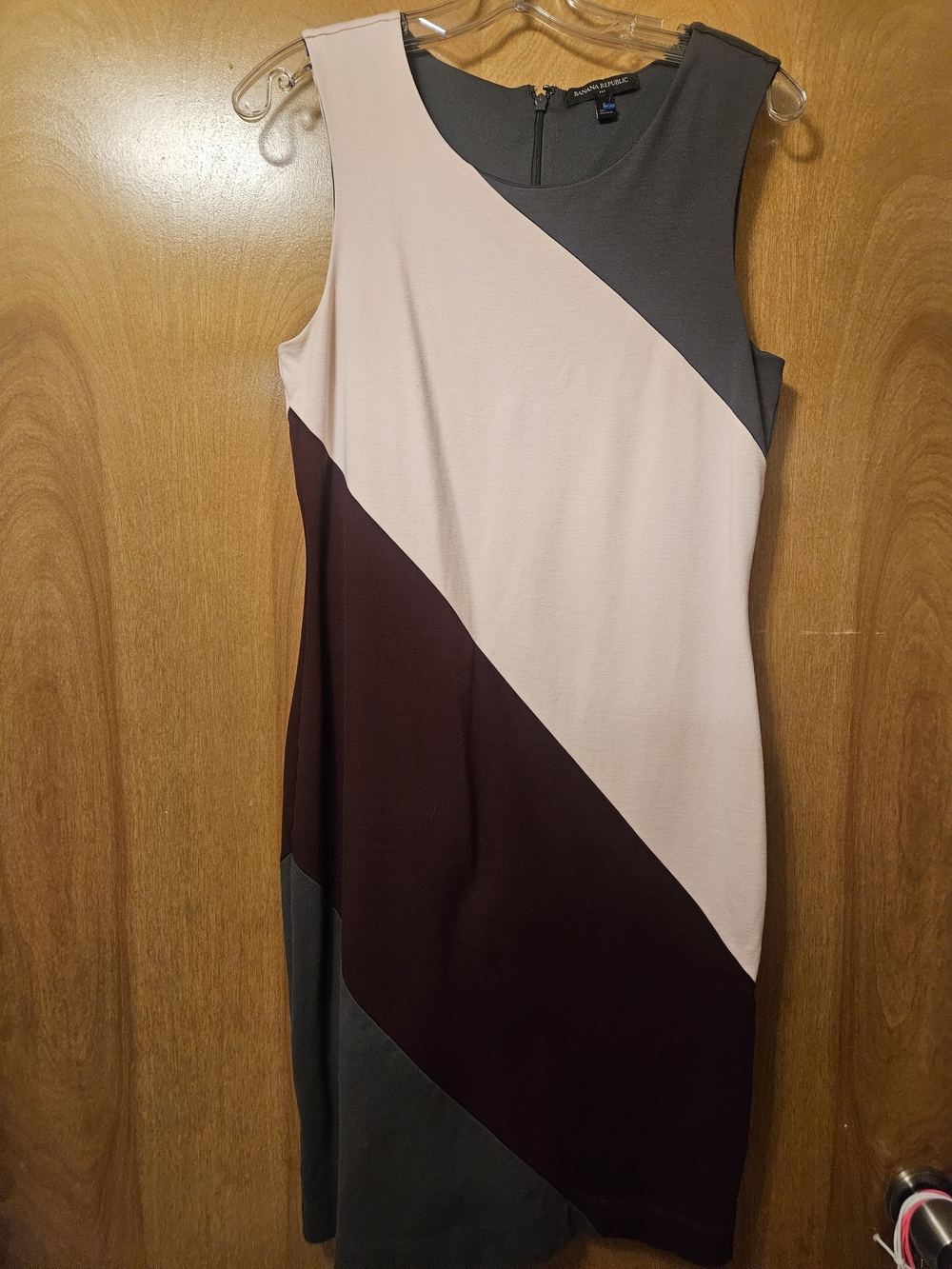 Banana Republic Colorblock Midi Dress in Blush, Charcoal, and Wine